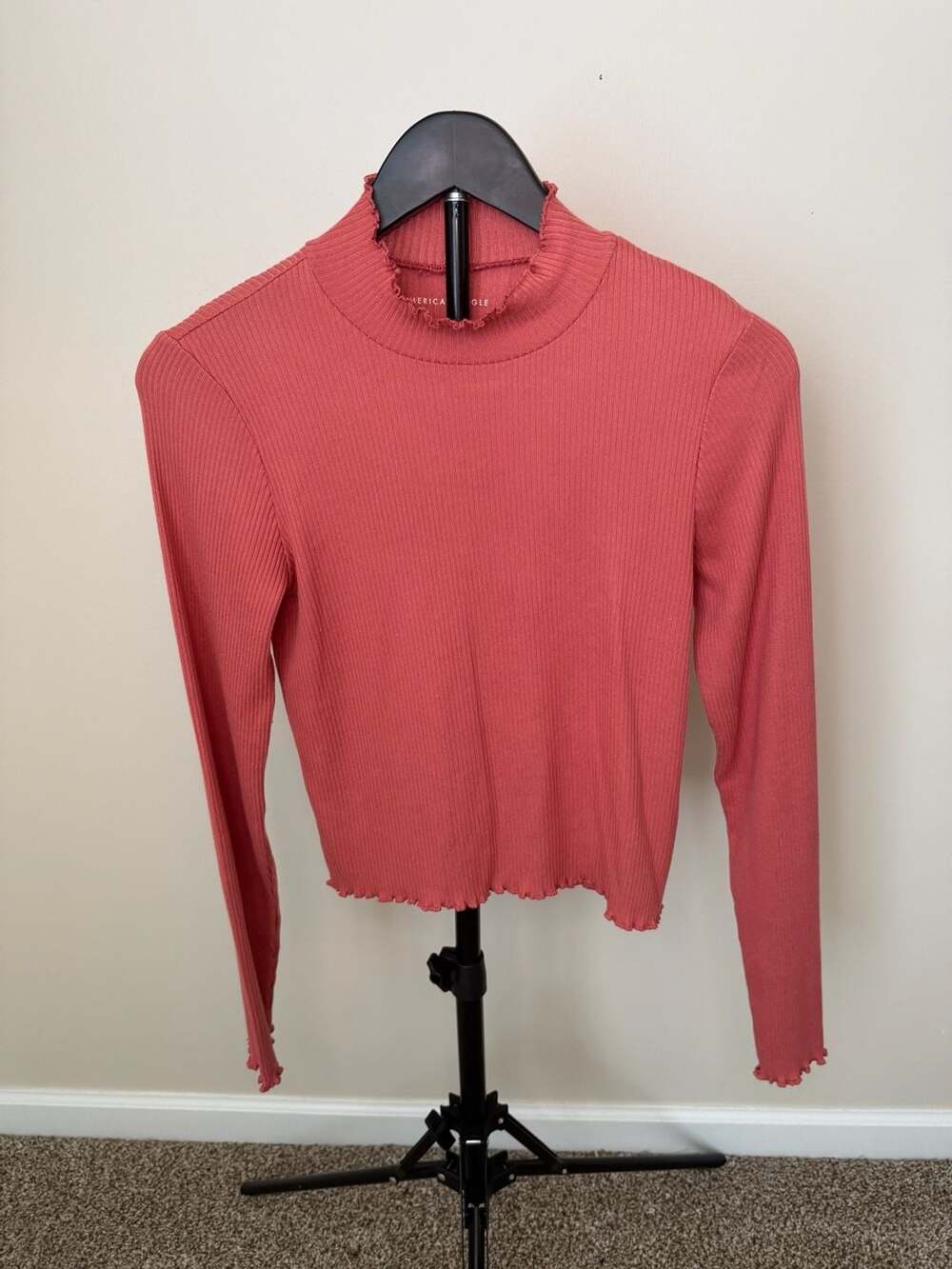 American Eagle Ribbed Mock Neck Long Sleeve Top Size M